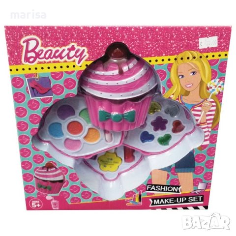 Палитра Мъфин на три етажа, сенки, грим, червила и лак, в кутия - 53620, снимка 1