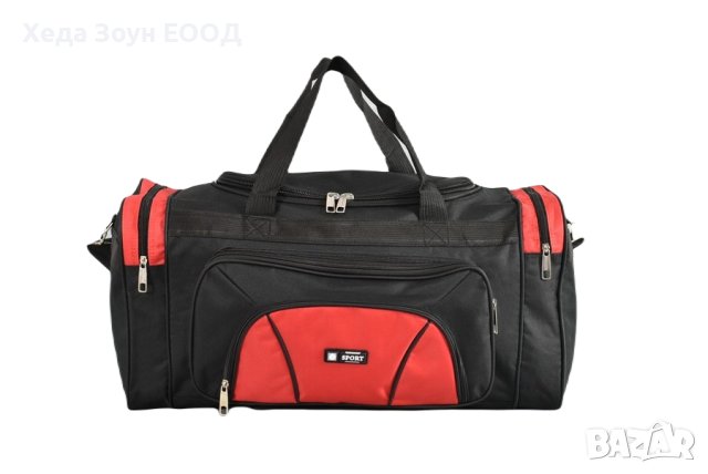 Сак за пътуване 60см - Черно със Сиво/Синьо/Червено, снимка 2 - Сакове - 40823186