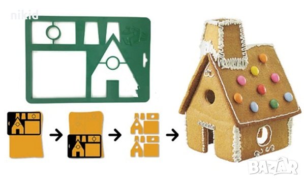 3D Пластмасова форма резец резци за направа на Коледна Джинджифилова къща къщичка пластмасов резец , снимка 2 - Форми - 31805442