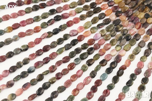  ЕСТЕСТВЕН МНОГОЦВЕТЕН ТУРМАЛИН - ОВАЛ - наниз - 40см-ПРОМОЦИЯ!!! см, снимка 3 - Други - 35210706