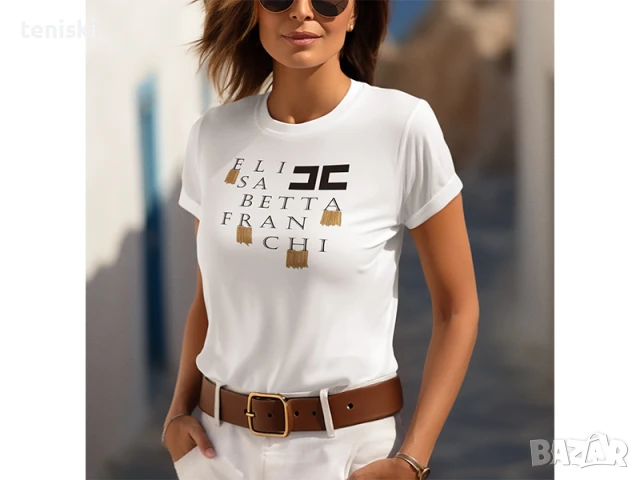 Тениска Elisabetta Franchi принт Всички размери, снимка 2 - Тениски - 42535409