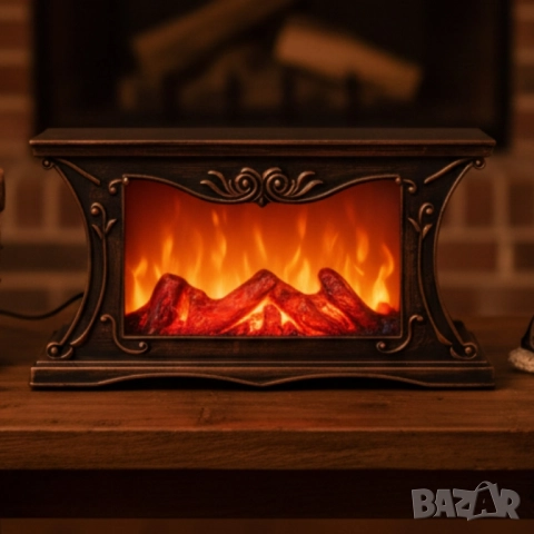 Декоративна LED камина с реалистичен ефект на пламък и жарава