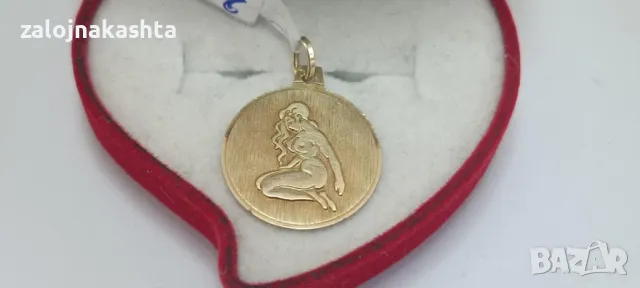 Златна зодия дева-2,28гр/14кр, снимка 2 - Колиета, медальони, синджири - 48504772