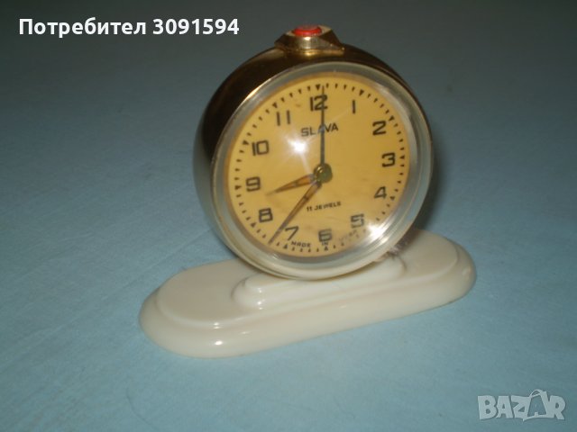 Стар настолен часовник будилник  Слава земно кълбо СССР, снимка 3 - Антикварни и старинни предмети - 36897220