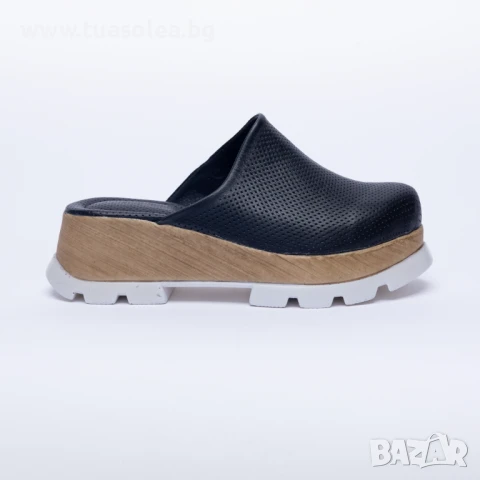 Черно сабо на платформа от естествена кожа | Марка Tuasolea, снимка 1