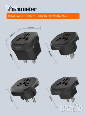 LDNIO Висококачествен универсален пътнически адаптер за Корея/EU контакт 2500W, снимка 8 - Друга електроника - 53138419