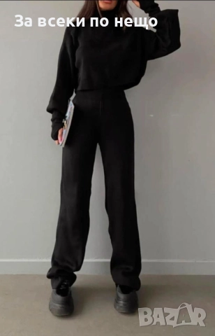 Дамски Комплект 2 Части С Ефектен Ръкав И Поло Плетиво - 3 Налични Цвята Код S189, снимка 3 - Комплекти - 52419076