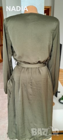 Рокля сатен каки зелена, снимка 3 - Рокли - 44353473