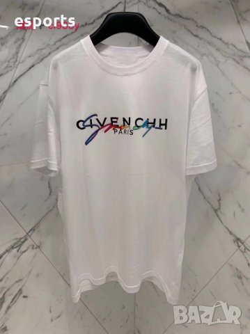 Мъжка тениска Givenchy Живонши 2XL с текст бродерия бяла имитираща, снимка 1 - Тениски - 25698951