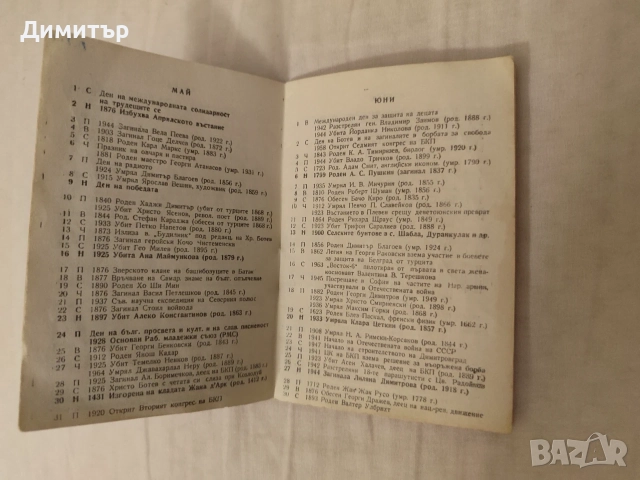 Календарче от 1965 година, снимка 5 - Други ценни предмети - 55906116
