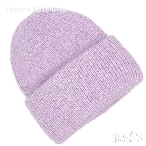 Дамска плетена шапка в лилаво с подгъв Код на продукта:DASH-001-5