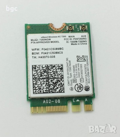 Нова 2.4G + 5G intel 7260AC Wi-Fi Карта 7260NGW ДВУБАНДОВА GPFNK 0GPFNK Bluetooth, снимка 7 - Части за лаптопи - 31901293