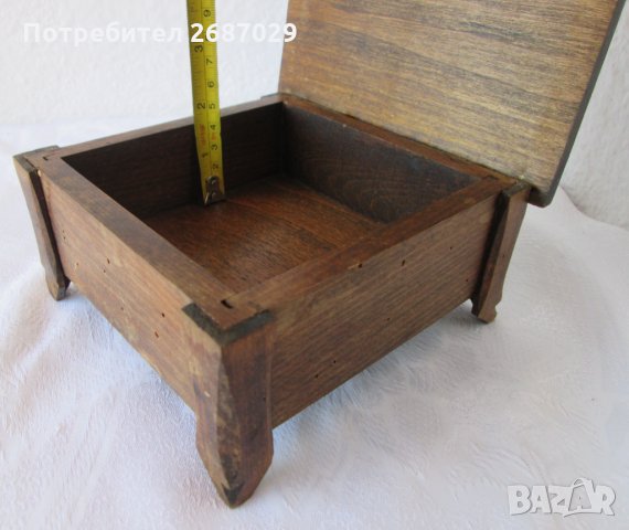 Стара дърена кутия с дърворезба, снимка 3 - Други - 31812299