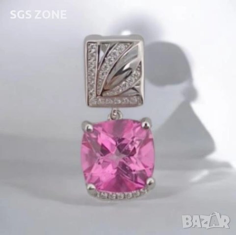 Сребърен медальон с розов топаз от Тайланд, проба 925., снимка 3 - Колиета, медальони, синджири - 54025547