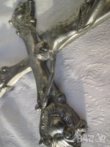 Кръстове различни: 32 см. голям кръст разпятие Исус орнаменти метал икона религия пано, троица , снимка 2 - Антикварни и старинни предмети - 28872644