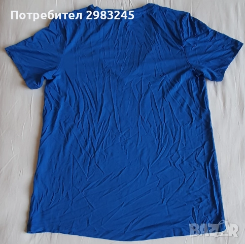 Синя коледна тениска с къси ръкави и шпиц деколте , снимка 3 - Тениски - 52437894