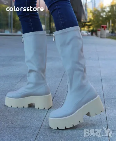 Ботуши на платформа - бежова кожа - BG10, снимка 2 - Дамски ботуши - 47770895