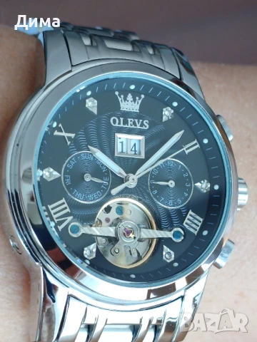 Olevs Автоматичен Мъжки Часовник, Хронограф,Скелет,HDСветещ,3 АТМ, Прозрачен гръб, Мултифункциионал, снимка 6 - Мъжки - 51067503