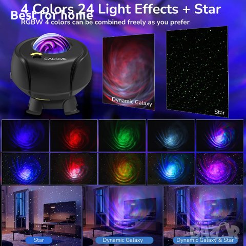 Звезден проектор Galaxy Lightс вграден Bluetooth високоговорител и дистанционна многоцветна лампа, снимка 6 - Прожектори - 40078831