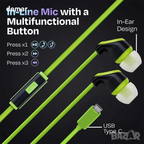 Пакет от 50 USB C кабелни слушалки в ухото с микрофон, стерео звук, снимка 4 - Слушалки и портативни колонки - 50915134