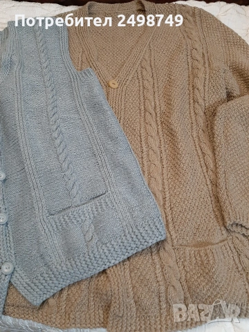 Жилетка и елек ръчно плетени, НОВИ, снимка 6 - Блузи - 53206052