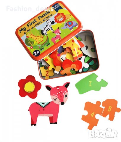Нови 6 броя пъзели с животни за деца 2+ години с кутия за съхранение, снимка 5 - Образователни игри - 33702098