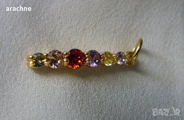 Позлатен сребърен коктейлен медальон с топаз, цитрин,аметист и турмалини