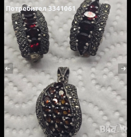 Стара сребърна висулка и обеци , снимка 3 - Антикварни и старинни предмети - 52920562