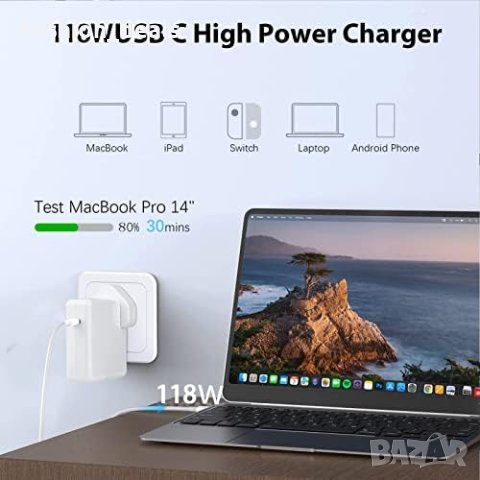 Ново бързо зарядно устройство за лаптоп Mac Book Pro Charger-118W USB C , снимка 3 - Друга електроника - 42203167