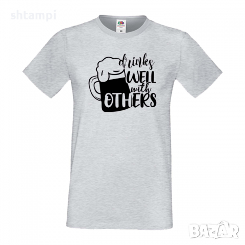 Мъжка тениска Drinks Well With Others,Бира,Бирфест,Beerfest,Подарък,Изненада,Рожден Ден, снимка 4 - Тениски - 36377771