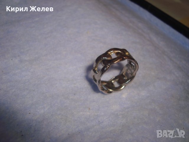 СТАР МЕДЕН АЖУРЕН ПРЪСТЕН - ТИП ХАЛКА с БЯЛА ПОЗЛАТА 27600, снимка 3 - Пръстени - 37419363