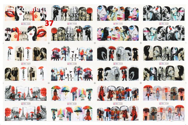 12 в 1 водни стикери за маникюр - есен, пеперуди, цветя, снимка 5 - Продукти за маникюр - 30170426