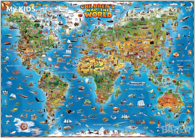 илюстрирана карта на Света / Слънчевата система ...и други (детска за стена), снимка 4 - Образователни игри - 30922011