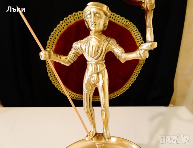 Бронзов свещник,скулптура Landsknecht leuchter,1.7 кг. , снимка 7 - Антикварни и старинни предмети - 54101894