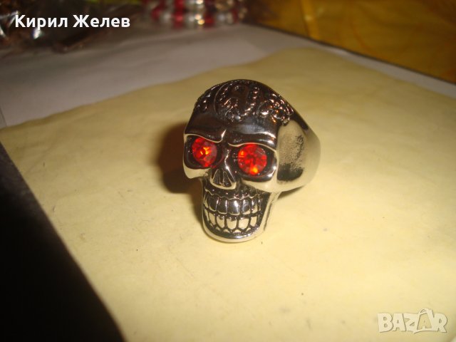 ХЕВИ МЕТЪЛ ПРЪСТЕН НЕО ГОТИЧЕСКИ СТИЛ неръждаема стомана с ФАСЕТИРАНИ СКЪПОЦЕННИ КРИСТАЛИ 25046, снимка 2 - Пръстени - 34339599