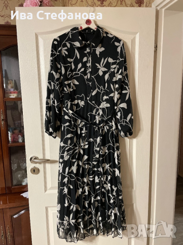 Нова елегантна ежедневна дълга рокля флорален принт цветя плисе плисирана  феерична ефирна , снимка 4 - Рокли - 42058371