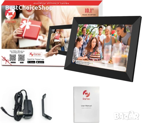Цифрова фоторамка с меню на БЪЛГАРСКИ Frameo-10.1" WiFi IPS 32GB памет, снимка 6 - Чанти, стативи, аксесоари - 54159628