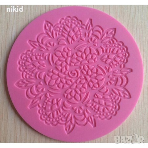 Кръгла с листа дантела силиконов молд форма за фондан гъмпейст украса, снимка 3 - Форми - 42640413