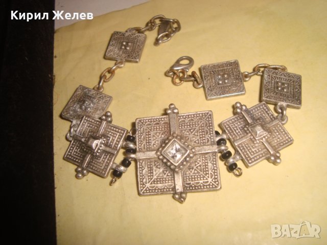 СТАРА ВИНТИДЖ ПОСРЕБРЕНА ОРНАМЕНТИРАНА ГРИВНА с ФАСЕТИРАН ЦЕНЕН ЦИРКОН 23458, снимка 8 - Гривни - 33792374