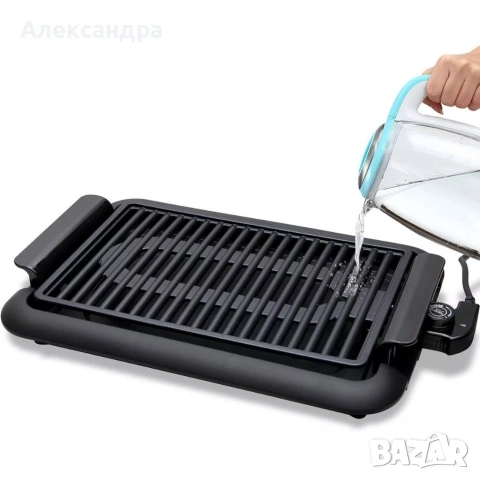 Електрическа настолна скара 1200W без дим – Преносимо барбекю за балкон и градина, 38x25 см, снимка 7 - Скари - 53901786