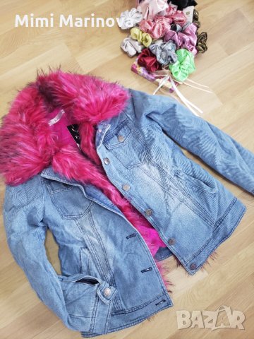 Промо Последна бройка!!!Дънково яке с пух Циклама, снимка 5 - Якета - 30551153