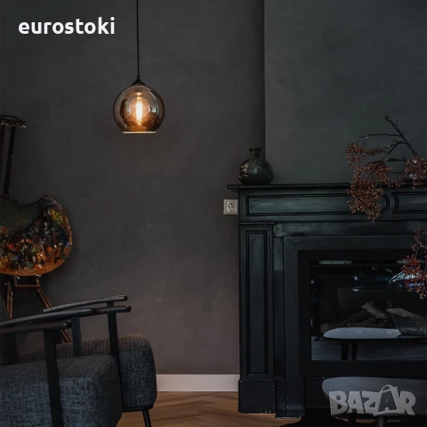 Qazqa - Висяща лампа черна с огледално стъкло в стил Арт Деко, за таван. Подходяща за LED E27 за 1 к, снимка 5 - Лампи за таван - 52030283