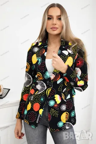Дамско памучно сако с щампа и копче, 12цвята, снимка 7 - Сака - 48599835