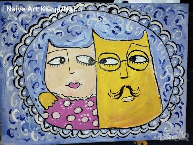 Картина платно маслени бои акрилни бои размер ш.42 / в. 32 структурна паста 