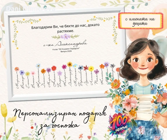 ПОДАРЪК ЗА ГОСПОЖА- УЧИТЕЛКА - УЧИЛИЩЕ, ДЕТСКА ГРАДИНА 
