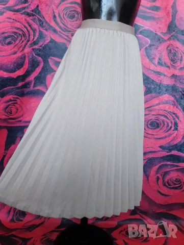 Бежова пола Солей плисе Есенно-зимен модел , снимка 4 - Поли - 49397621