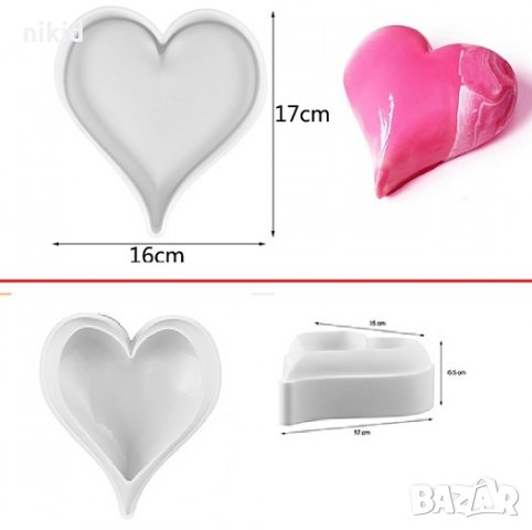 3D Голямо заострено сърце дълбок силиконов молд форма за кекс Свети Валентин юбилей торта, снимка 1 - Форми - 29313511