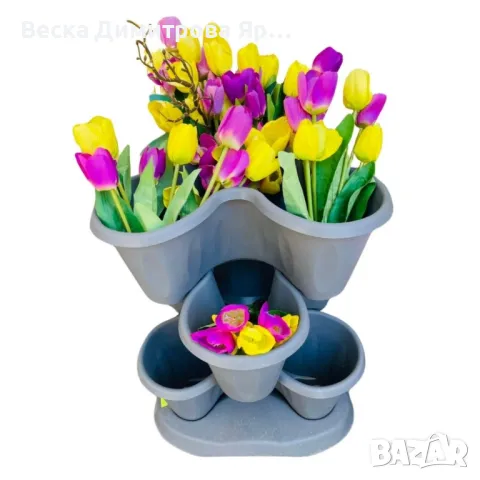 Многоетажна градинска кула с колела – модулен цветарник за дом и градина, снимка 4 - Градински мебели, декорация  - 50211108