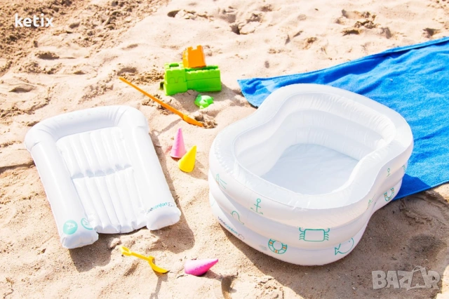 Комплект надуваема вана и маса за повиване