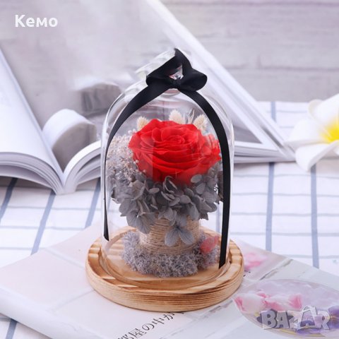 Вечна роза в похлупак, снимка 11 - Декорация за дома - 31886358